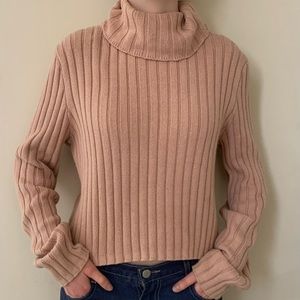 Cozy twik Cowl Neck Knit Sweater (pink, size XS)